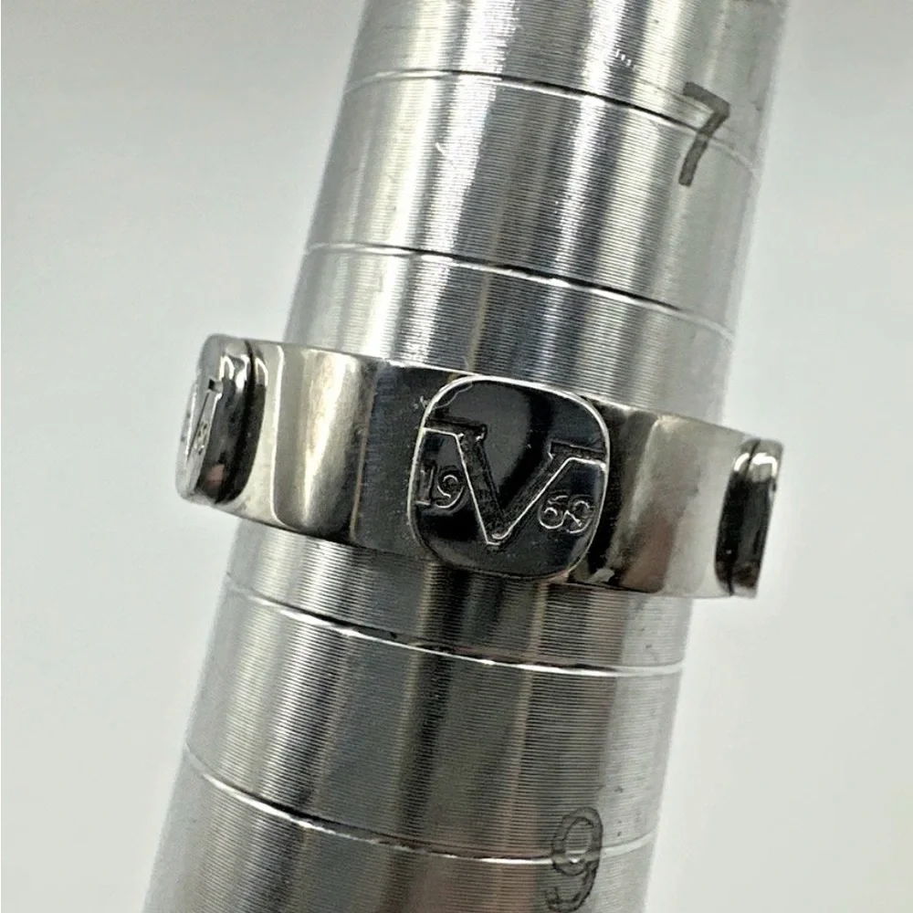 Sterling Silver 925 Ring V Logo 1969 Size 8 Garavani Delmar Wide Band Chunky